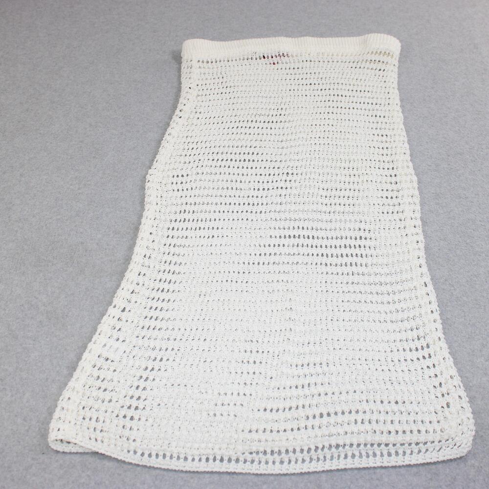STAUD Skirt Womens Medium White Crochet Knit Maxi Elastic Waist Beach Boho READ